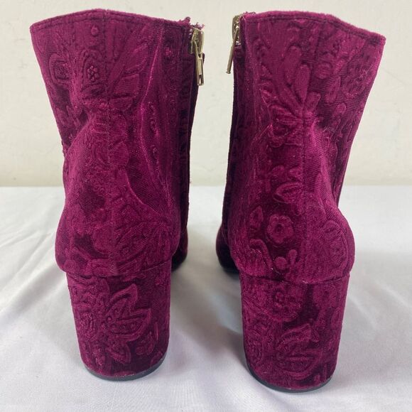 Zigi Soho Booties 9 NYDIA Burgundy velvet chunky heel lazer desgin - Picture 6 of 9